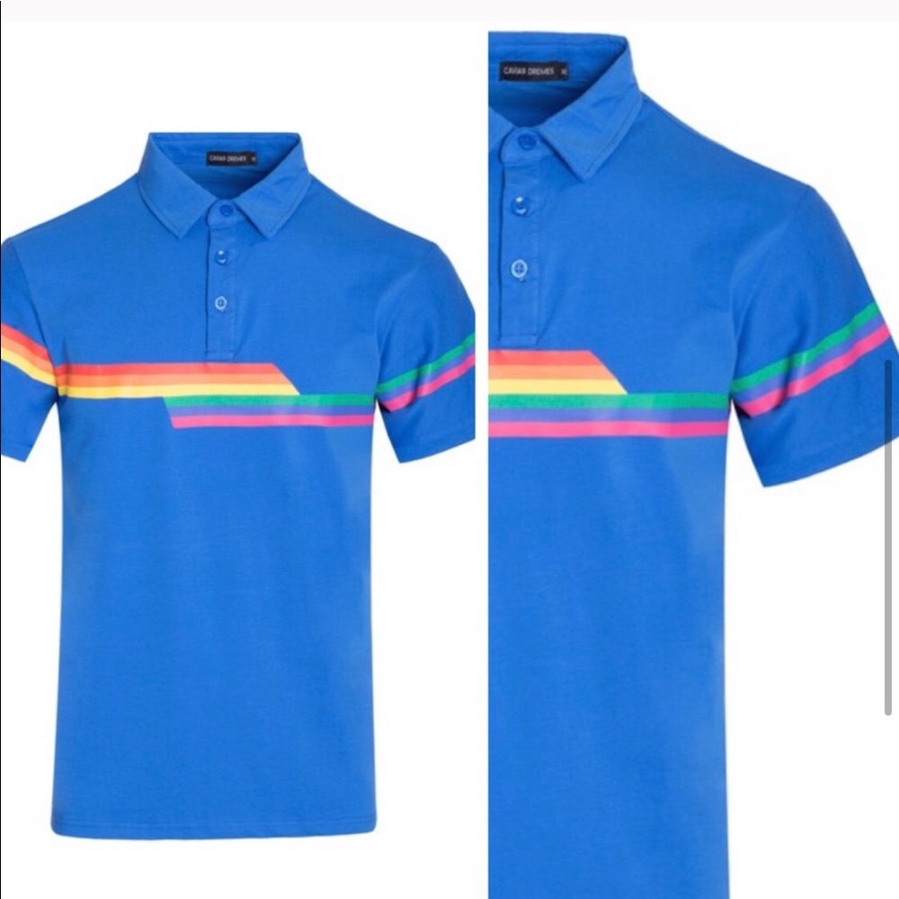 NWT Men’s Blue Retro Polo - Picture 4 of 4